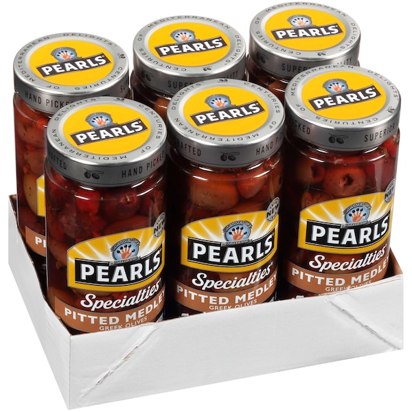 Pearls Pitted Medley Greek Olives 6.3 Oz., PK6